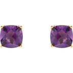 Square 4-Prong Stud Earrings - Image 2