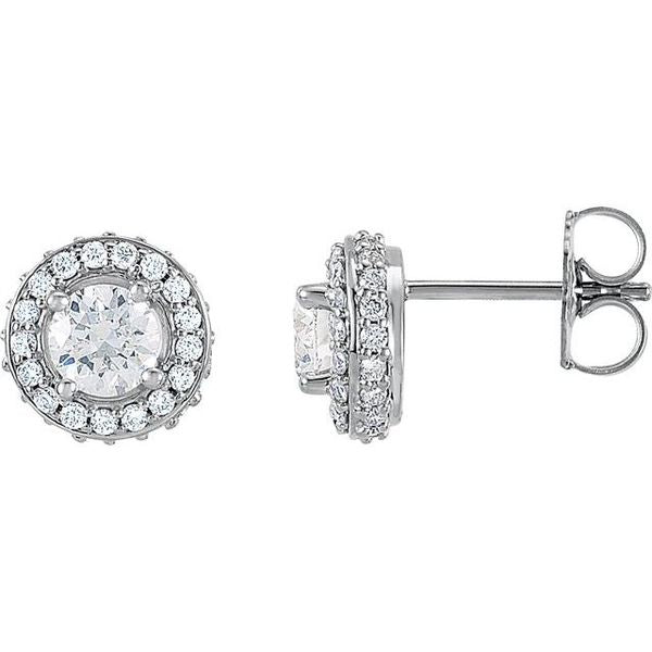 Round 4-Prong Halo-Style Earrings
