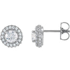 Round 4-Prong Halo-Style Earrings