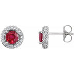Round 4-Prong Halo-Style Earrings