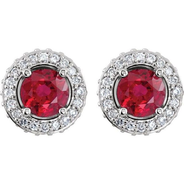 Round 4-Prong Halo-Style Earrings - Image 2