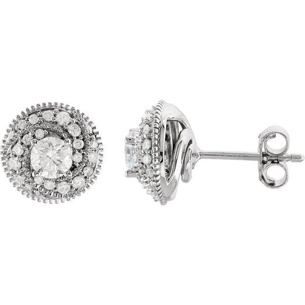 Round Halo-Style Earrings