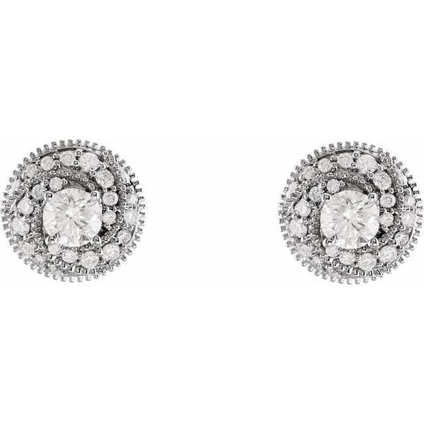 Round Halo-Style Earrings - Image 2