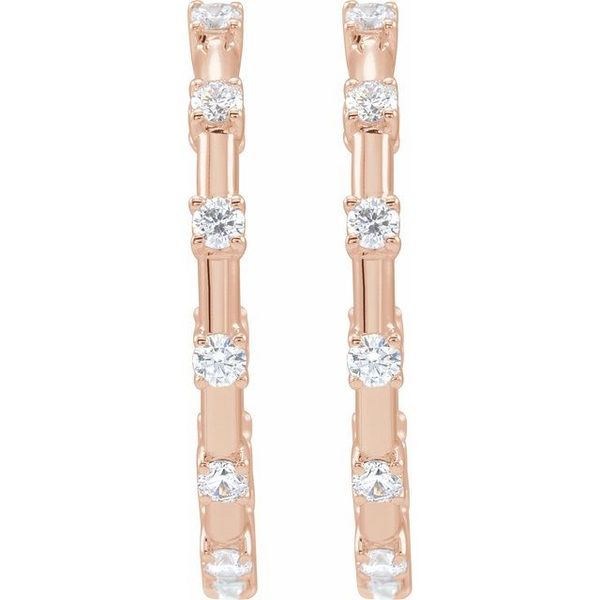 Lab-Grown Diamond Inside-Outside Hoop Earrings - Image 3