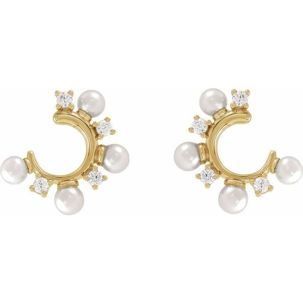 Pearl Hoop Earrings - Image 2