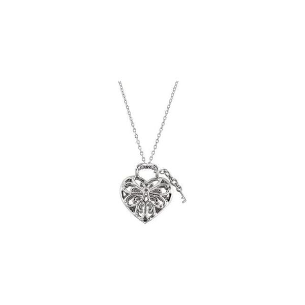Accented Heart Lock Necklace - Image 3