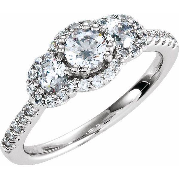 Three-Stone Halo-Style Ring