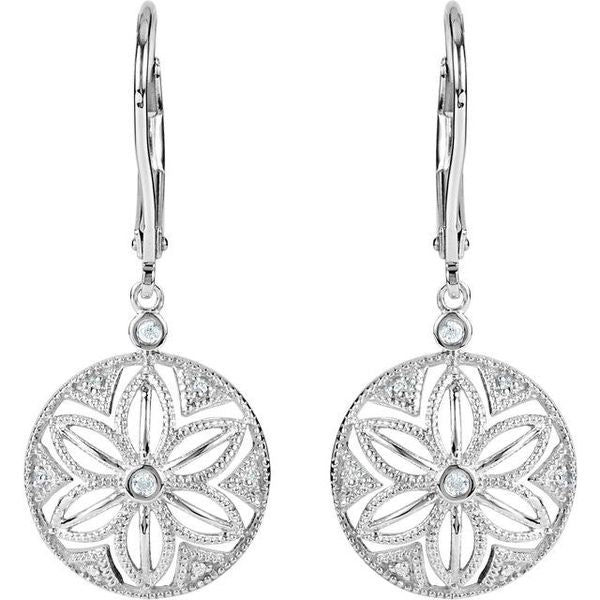 Granulated Filigree Lever Back Earrings - Image 2
