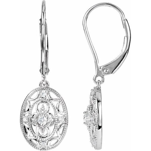 Granulated Filigree Lever Back Earrings