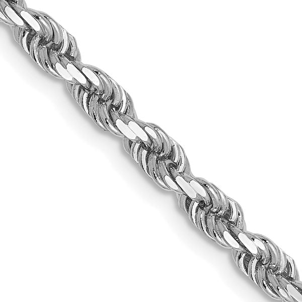 Leslie's 14K White Gold 3mm Diamond-cut Rope Chain