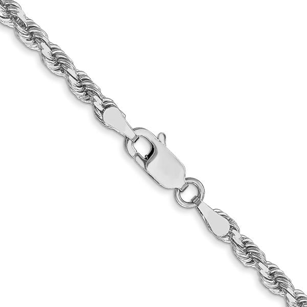 Leslie's 14K White Gold 3mm Diamond- cut Rope Chain - Image 3