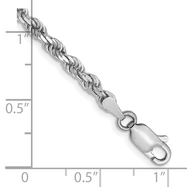 Leslie's 14K White Gold 3mm Diamond- cut Rope Chain - Image 2