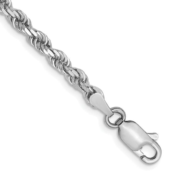 Leslie's 14K White Gold 3mm Diamond- cut Rope Chain