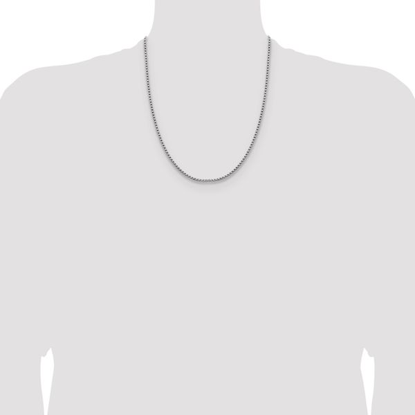 Leslie's 14K White Gold 2.4mm Semi-Solid D/C Round Box Chain - Image 4