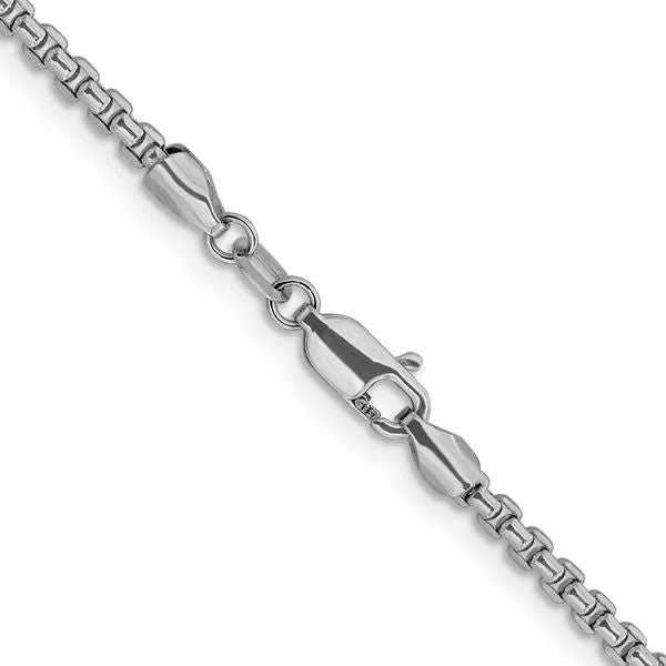 Leslie's 14K White Gold 2.4mm Semi-Solid D/C Round Box Chain - Image 3