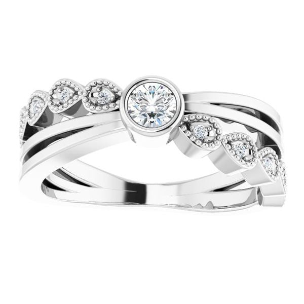 Criss-Cross Bezel-Set Ring - Image 3