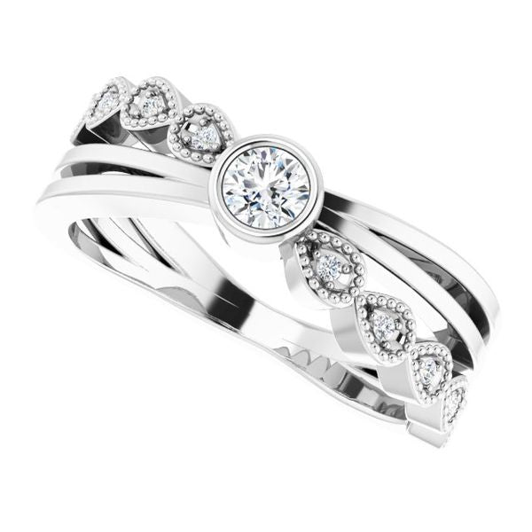 Criss-Cross Bezel-Set Ring - Image 5