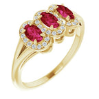 Halo-Style Three-Stone Ring