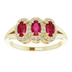 Halo-Style Three-Stone Ring - Image 3