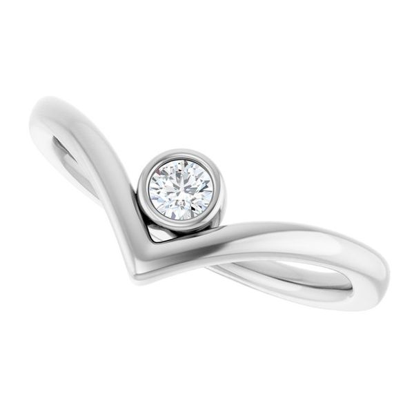 Bezel-Set Solitaire V Ring - Image 5