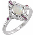 Accented Vintage-Inspired Bezel-Set Cabochon Ring