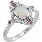 Accented Vintage-Inspired Bezel-Set Cabochon Ring