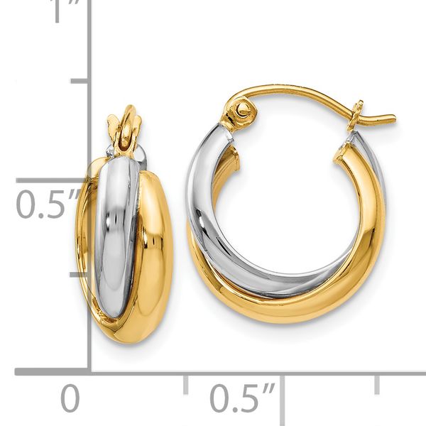 Leslie's 14K Two-tone Polished Hinged Hoop Earrings - Image 4