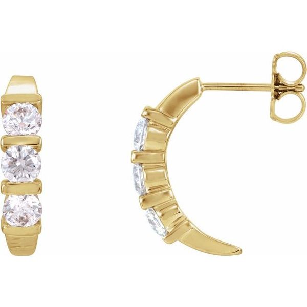 Three-Stone J-Hoop Earrings