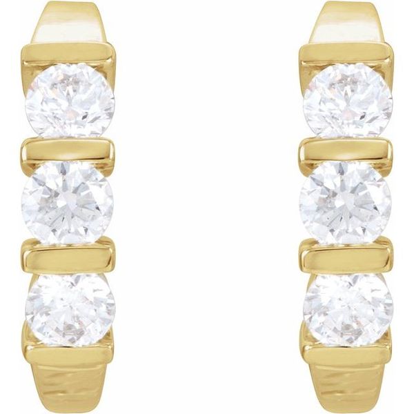 Three-Stone J-Hoop Earrings - Image 2