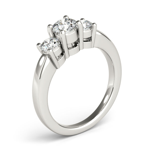 Platinum Three-Stone Round Engagement Ring - Image 3