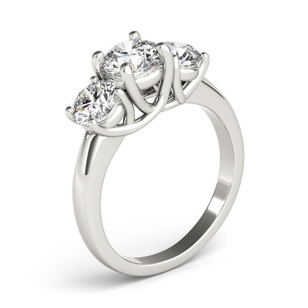 Platinum Three-Stone Round Engagement Ring - Image 3