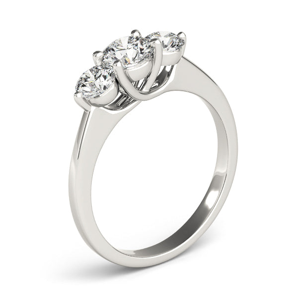 Platinum Three-Stone Round Engagement Ring - Image 3
