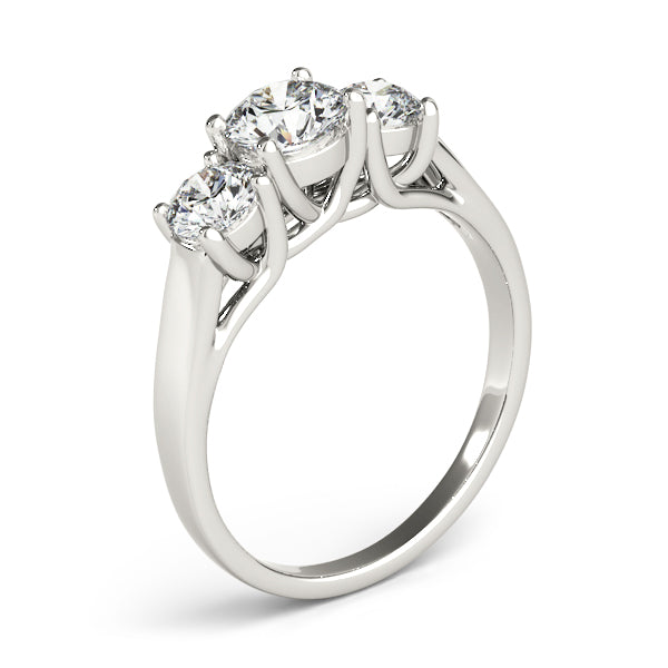 Platinum Three-Stone Round Engagement Ring - Image 3