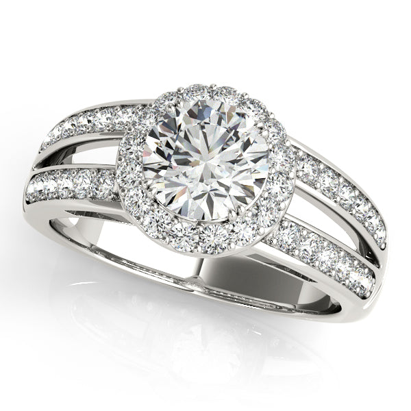 14K White Gold Round Halo Engagement Ring