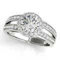 14K White Gold Round Halo Engagement Ring
