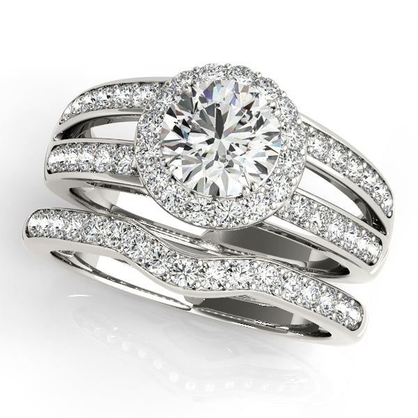 14K White Gold Round Halo Engagement Ring - Image 3