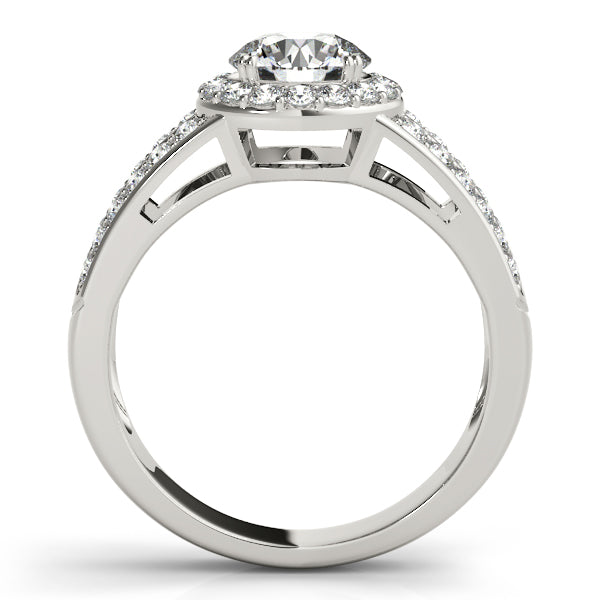 14K White Gold Round Halo Engagement Ring - Image 2