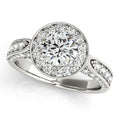 14K White Gold Round Halo Engagement Ring