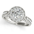 14K White Gold Round Halo Engagement Ring