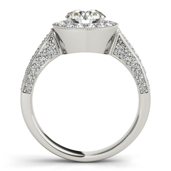 14K White Gold Round Halo Engagement Ring - Image 2