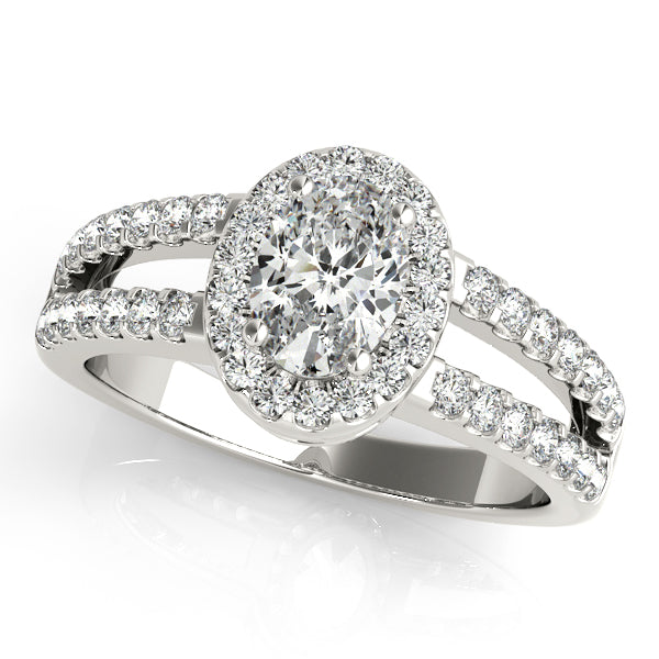 Platinum Oval Halo Engagement Ring