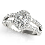 Platinum Oval Halo Engagement Ring