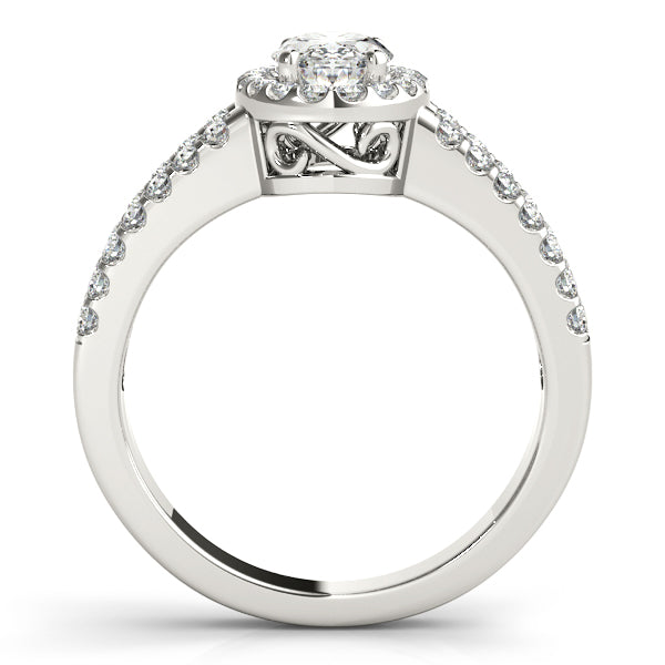 Platinum Oval Halo Engagement Ring - Image 2