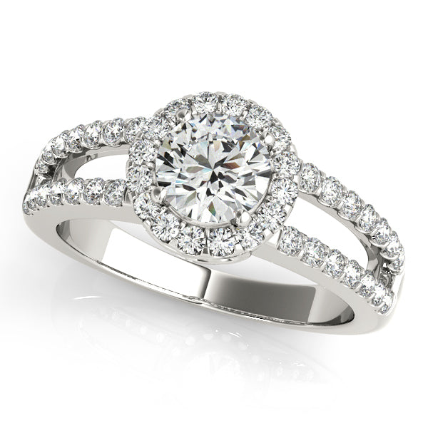 Platinum Round Halo Engagement Ring