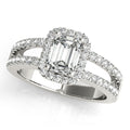 Platinum Emerald Halo Engagement Ring