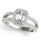 Platinum Emerald Halo Engagement Ring