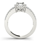 Platinum Emerald Halo Engagement Ring - Image 2