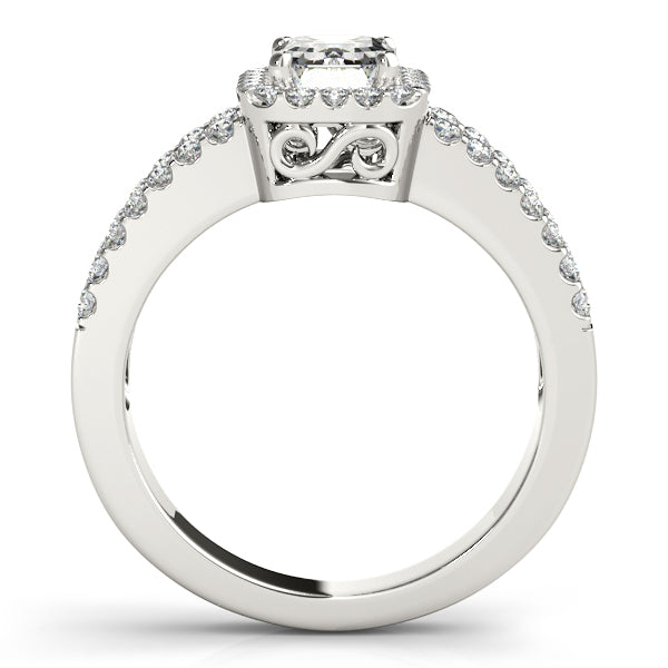 Platinum Emerald Halo Engagement Ring - Image 2