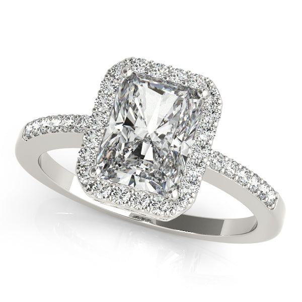 Platinum Emerald Halo Engagement Ring