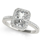 Platinum Emerald Halo Engagement Ring
